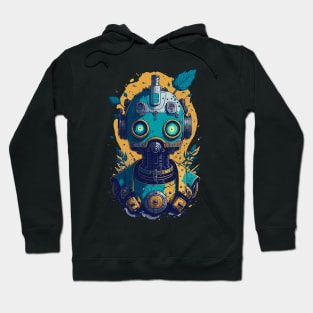 Robot with a Gun Face Hoodie